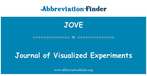 JOVE stands for Journal of Visualized Experiments | Abbreviation Finder 