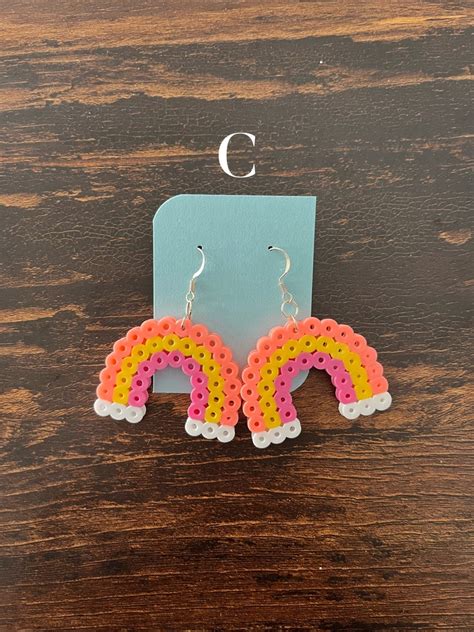 3 Row Rainbow Arch Dangle Perler Bead Earrings Etsy