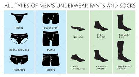 Male Underwear Types Flat Silhouettes Vector Icons Man Briefs Fashion