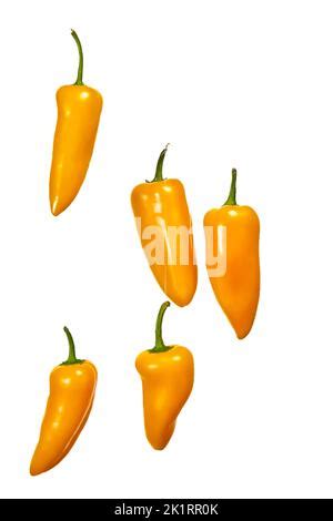 Group Of Yellow Hot Jalape O Peppers Isolated On A White Background Stock Photo Alamy