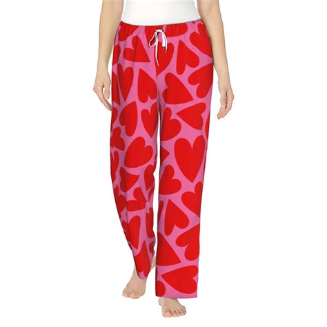 Bingfone Pajamas For Womenred Love Heart Pajama Pants With Pockets