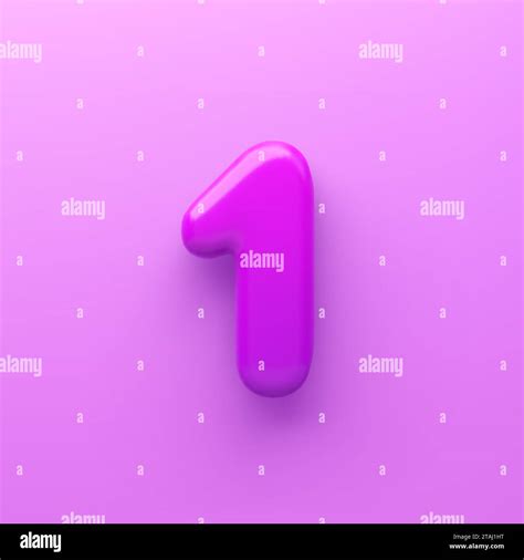 3d Purple Number 1 With A Glossy Surface On A Purple Background Stock