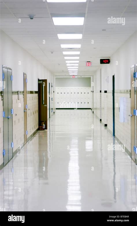 An empty school hallway Stock Photo - Alamy