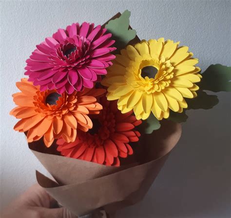 Ramo De Gerbera De Papel Regalo De Primer Aniversario Regalo Etsy