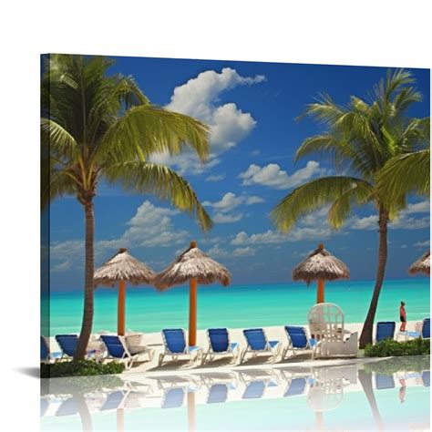 COMIO Coconut Trees Seascape Canvas Wall Art Bathroom Decorations