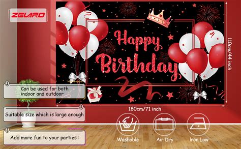 Red Happy Birthday Banner Decorations Large Red And Black Birthday