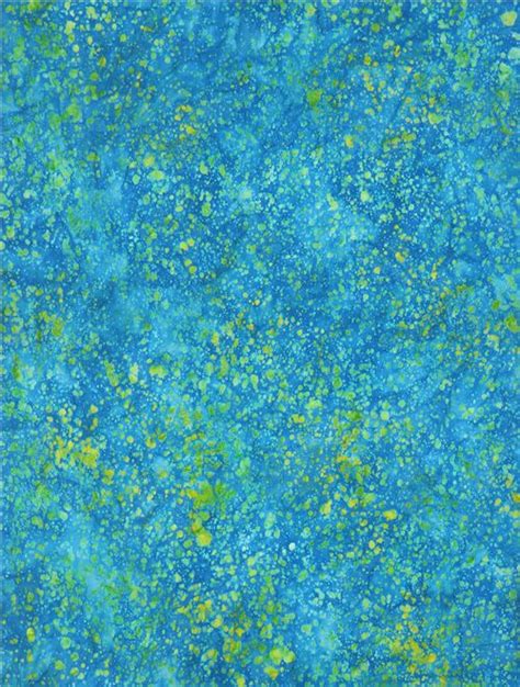 Robert Kaufman Blue Batik Fabric With Lime Green Paint Splotch Spots