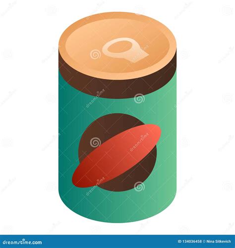 Green Bean Tin Can Icon Isometric Style Stock Vector Illustration Of