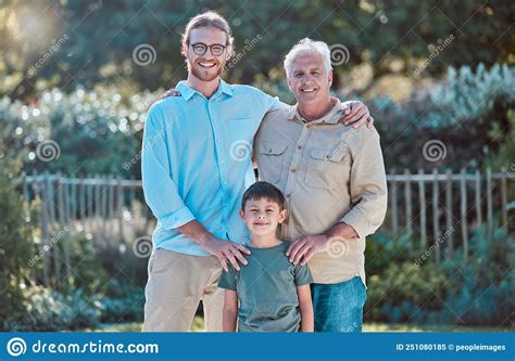 Together We Stand In A Tornado Of Trust Shot Of A Mature Man Bonding With His Son And Grandson
