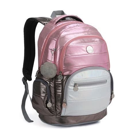 Mochila Feminina 19 Metalizada Rosa Seanite Mochilas Malas E Kits Escolares