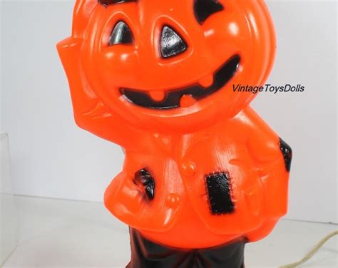 Vintage 1960s Halloween Blow Mold Light Up Jack O Lantern Man With