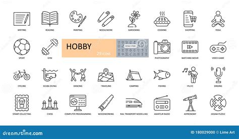 Vector Hobby Icons Editable Stroke Hobbies For Children And Adults At