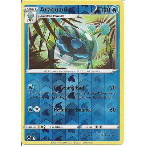 Pokemon Trading Card Game 048 195 Araquanid Reverse Holo SWSH 12