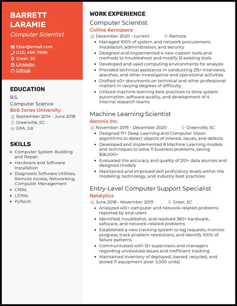 Computer Science Cs Resume Examples Templates