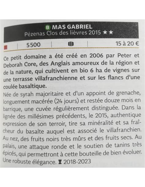 Mas Gabriel Clos Des Li Vres Vin Bio P Zenas