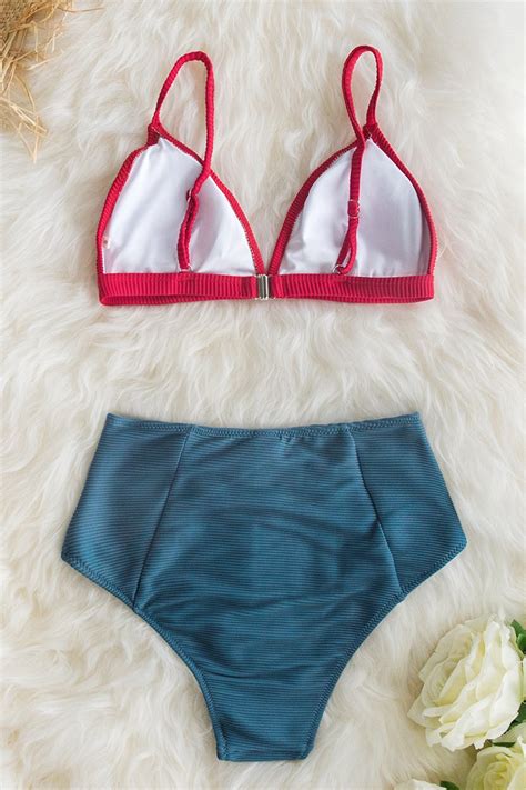 Red And Blue High Waisted Bikini