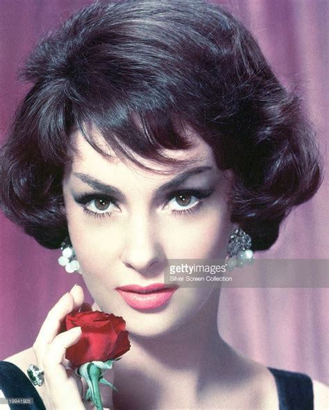 Headshot Of Gina Lollobrigida Italian Actress Wearing Pearl Earrings