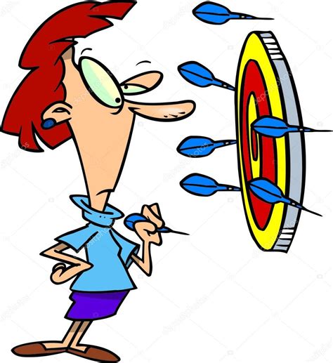 Cartoon Woman Playing Darts Stock Illustration By ©ronleishman 13942379