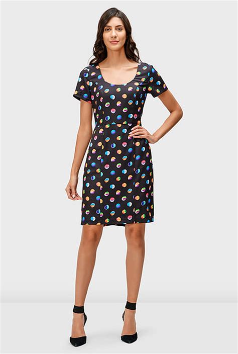 Shop Polka Dot Print Crepe Sheath Dress Eshakti