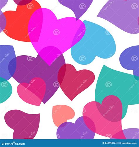 Colorful Heart Seamless Pattern Background Stock Vector Illustration