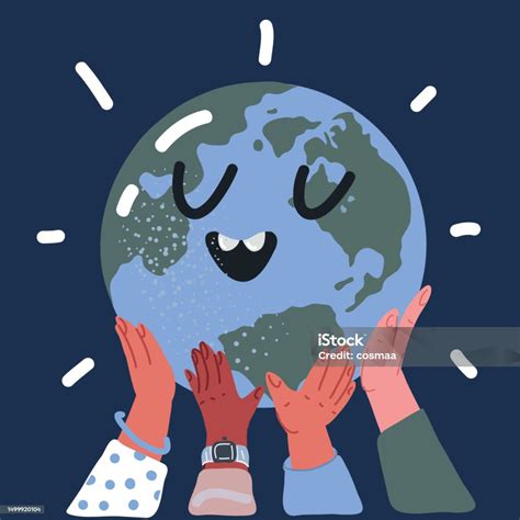 Cartoon Vector Illustration Of Hands Holding Planet Earth Stock