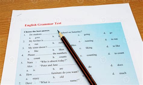 English Grammar Test Stock Photo At Vecteezy