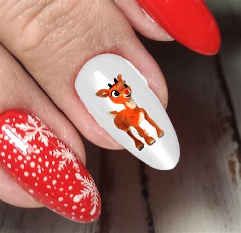 Rudolph The Red Nosed Reindeer Nail Art Decals Etsy