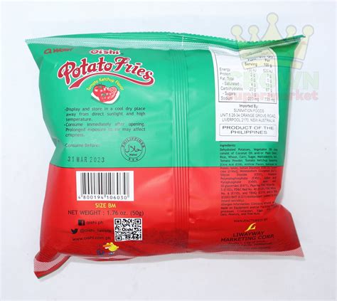 Oishi Potato Fries Tomato Ketchup Flavor 50g Crown Supermarket