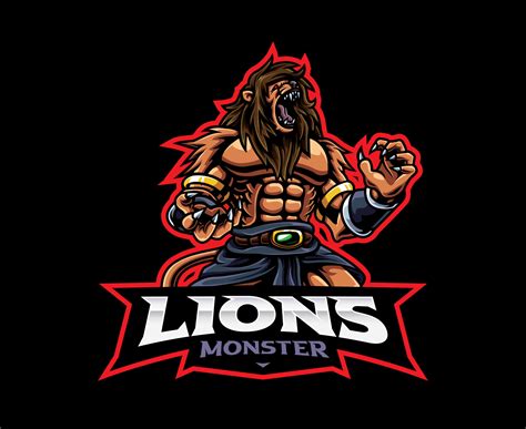 Lion monster mascot logo design 9214226 Vector Art at Vecteezy