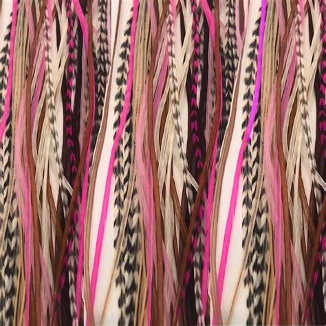 Feather Hair Extensions, 100% Real Rooster Feathers, Long Pink, Purple ...