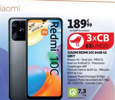 Promo Xiaomi Redmi 10c 64gb 4g Grey Chez Auchan ICatalogue Fr