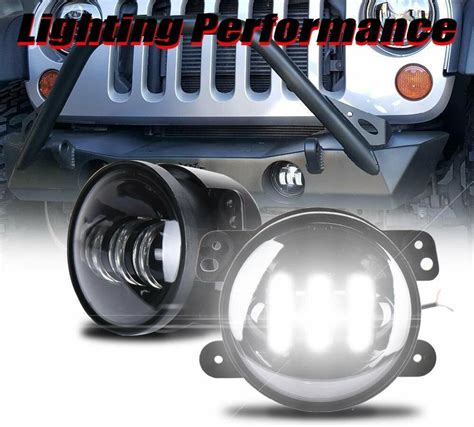 Pair White Led Fog Light Driving Lamp Assembly Kit For Jeep Wrangler 97