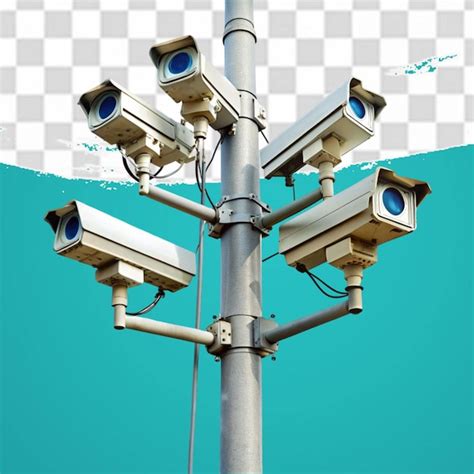 Premium Psd Cctv Cameras On Isolated Poles In A Tech Setting Isolated