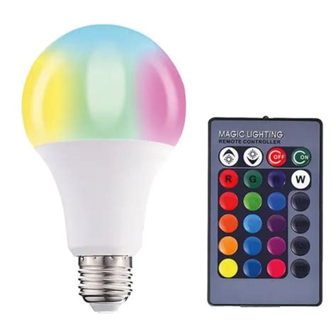 Lâmpada Led Rgb 16 Cores 10w Bivolt E27 Controle Remoto Black