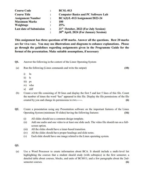 BCSL 013 Computer Basics And PC Software Lab Solved Assignment 2023 24