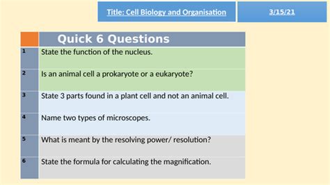 Cells Revision Aqa Gcse 9 1 Teaching Resources