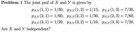 Solved Problem 1 The Joint Pmf Of X And Y Is Given By