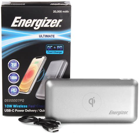 Аккумулятор универсальный Energizer 20000mAh Qi wireless PD Grey ...