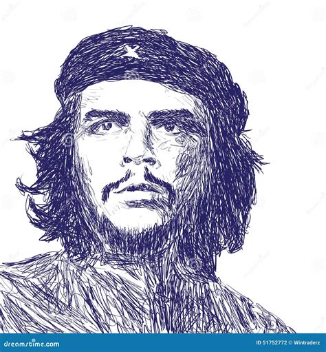 Che Guevara Hand Drawn Scratch Portrait Stock Vector Illustration Of