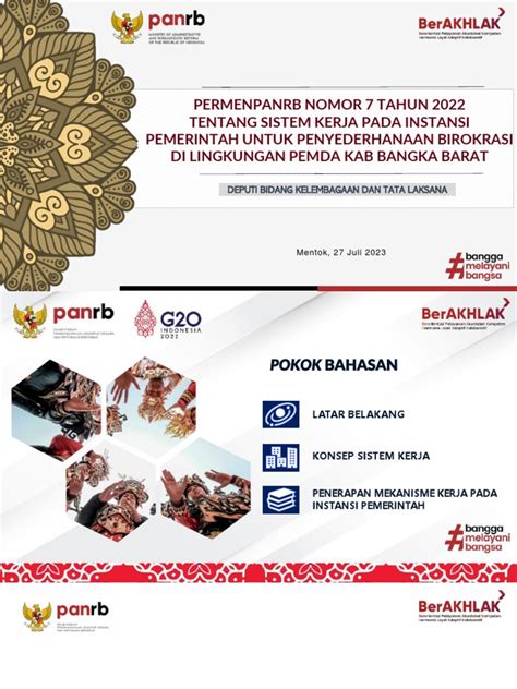 Sistem Kerja Permenpan 7 2022 Di Lingkungan Pemda Kab Bangka Barat Pdf