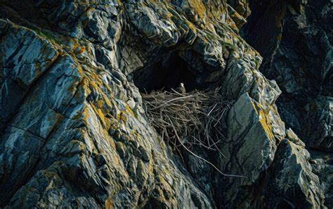 Premium Photo | Shot of an eagle nesting site high in the craggy cliffs