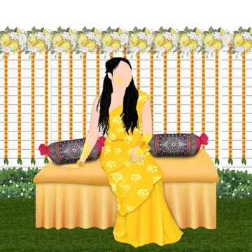 Wedding Girl For Haldi Indian Bride Illustration With Backround Design