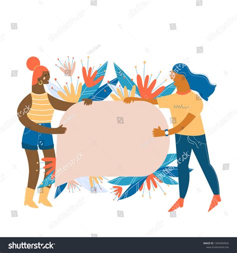 Group Women Standing Together Holding Empty Stock Vector Royalty Free