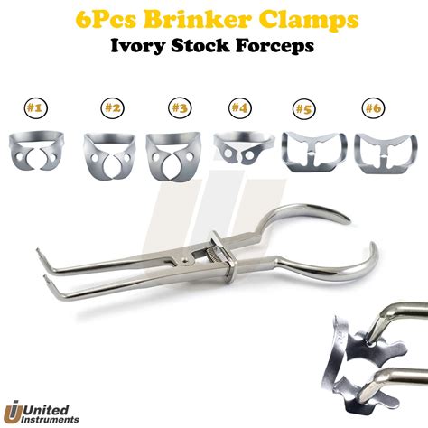 Endodontic Brinker Clamps Dental Rubber Dam Ivory Stoke Forceps Set Ebay