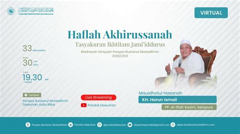 Tasyakuran Ikhtitam Jami Iddurus Ponpes Bustanul Muta Allimin Kota