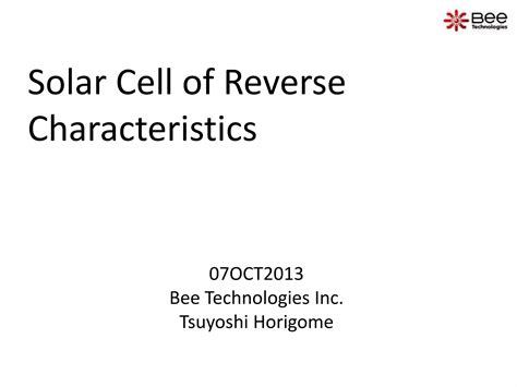 Solar Cell Reverse Characteristics Simulation Ppt