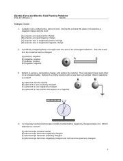 Ap Phys1 Electric Force And Field Practice Problems 2017 03 21 Pdf