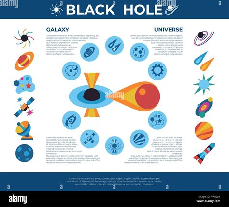 Digital Vector Black Holes And Cosmos Universe Simple Icons Flat Style