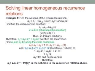 Solving Linear Homogeneous Recurrence Relations Ppt