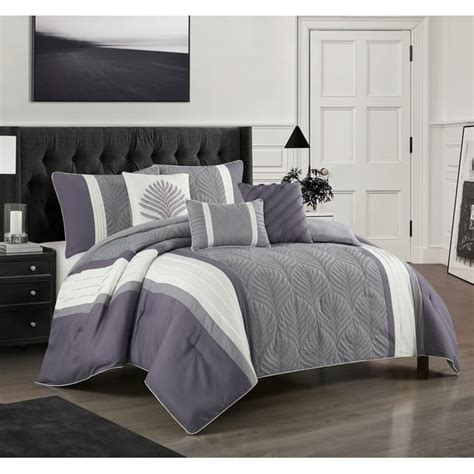 Nanshing Revlon 6 Piece Bedding Comforter Set Purple Queen